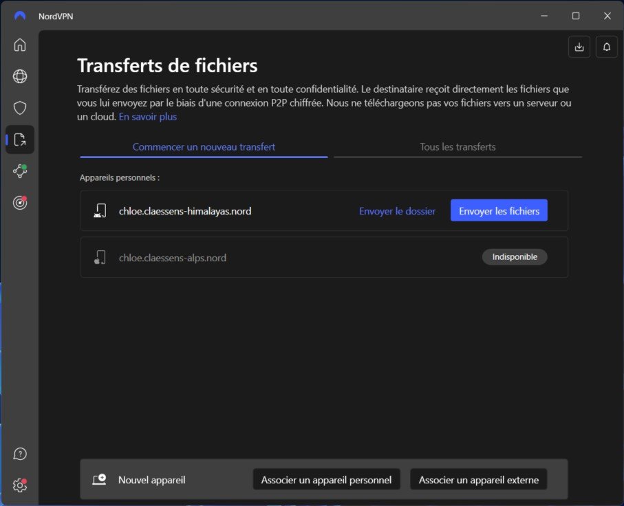 NordVPN - Les transferts de fichiers Mesh