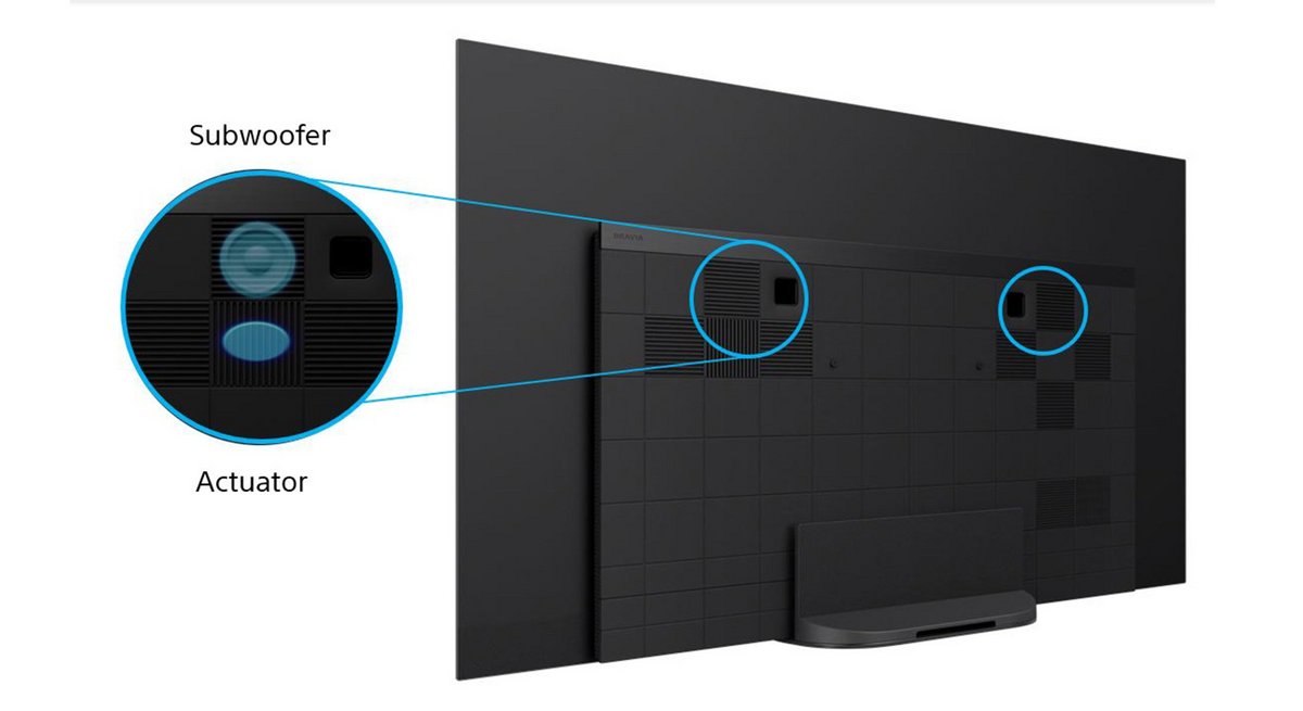 Comme sur l'AG9, l'Acoustic Surface + repose ici sur deux actionneurs qui viennent faire vibrer la dalle