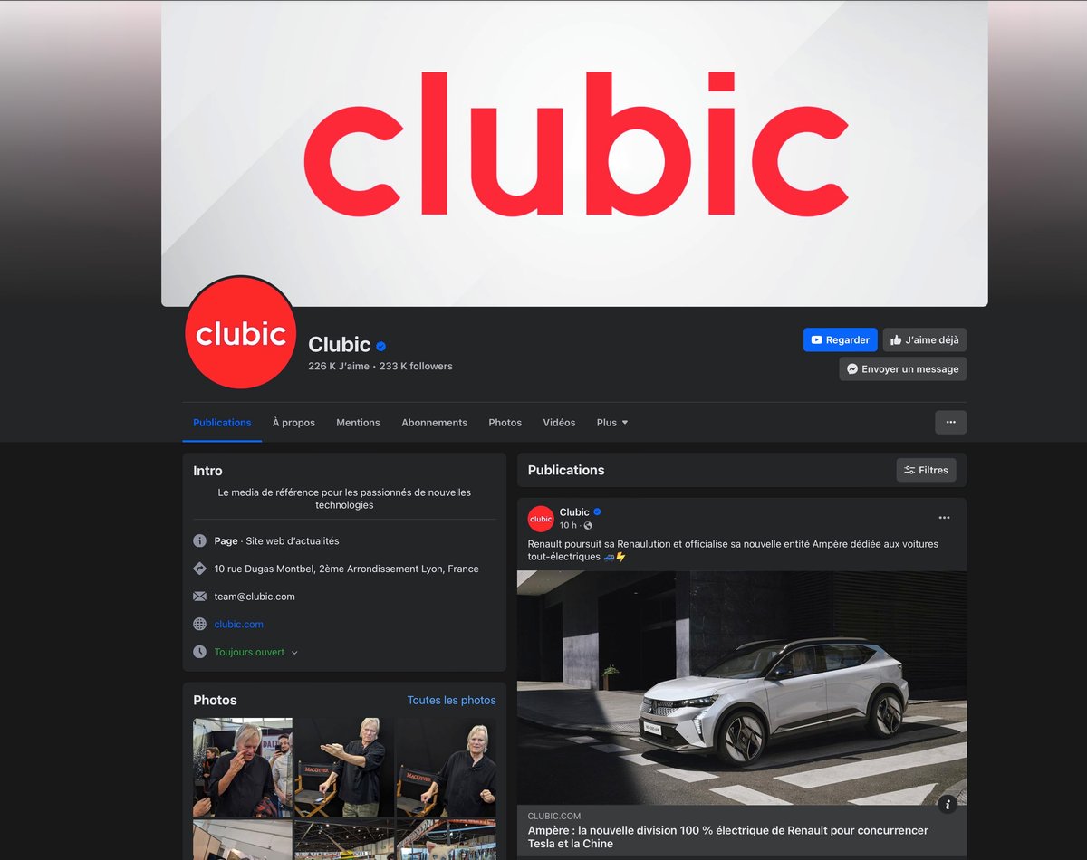 Page de Clubic sur Facebook / Capture d'écran