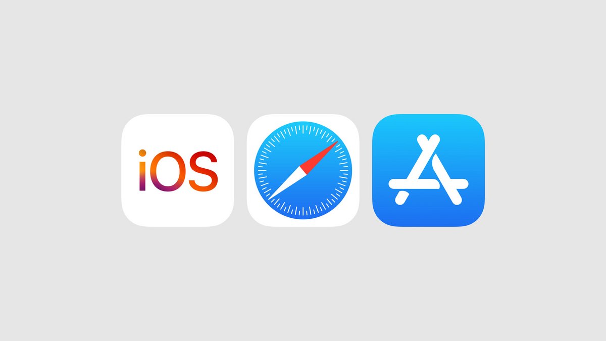 De gauche à droite, les logos iOS, Safari et App Store © Apple
