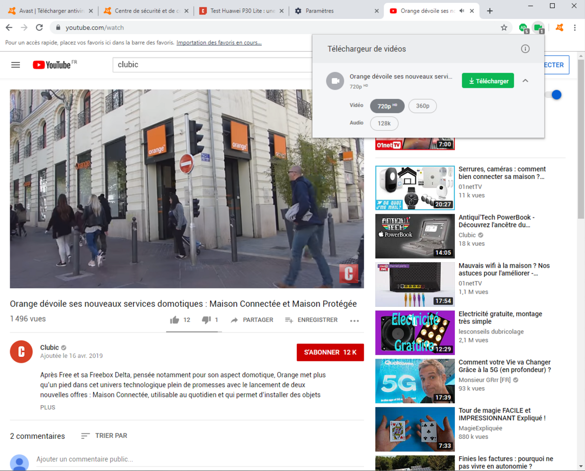 Dans les fonctionnalités non-liées à la protection des données, on trouve un outil de téléchargement de vidéo intégré au navigateur.